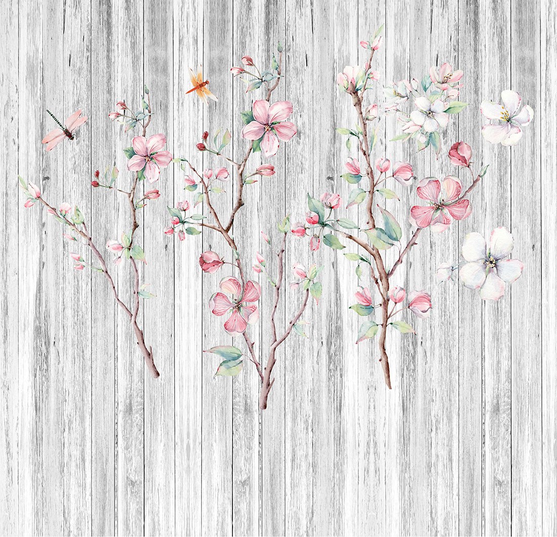 Beyaz Tahta Zeminde Kır Çiçekleri Duvar Kağıdı Modeli