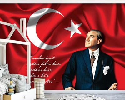 Atatürk Ve Türk Bayrağı Duvar Kağıdı Modeli