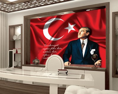 Atatürk Ve Türk Bayrağı Duvar Kağıdı Modeli
