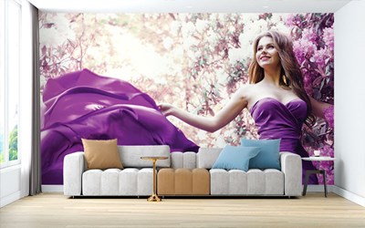 Mor Elbiseli Kadın Duvar Kağıdı Modeli