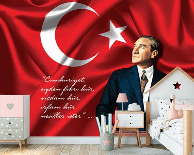 Atatürk Ve Türk Bayrağı Duvar Kağıdı Modeli