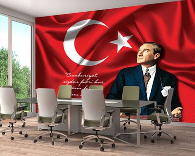 Atatürk Ve Türk Bayrağı Duvar Kağıdı Modeli