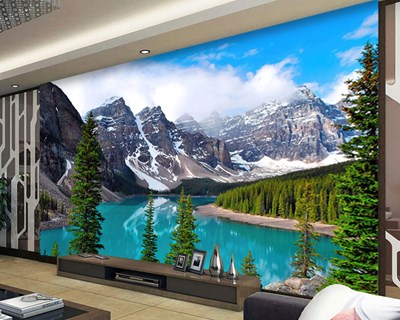 Dağ Göl Manzaralı Duvar Kağıdı 3D