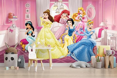 Kız Çocuğu Odası Prensesler Duvar Kağıdı Modeli