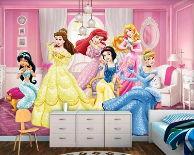 Kız Çocuğu Odası Prensesler Duvar Kağıdı Modeli