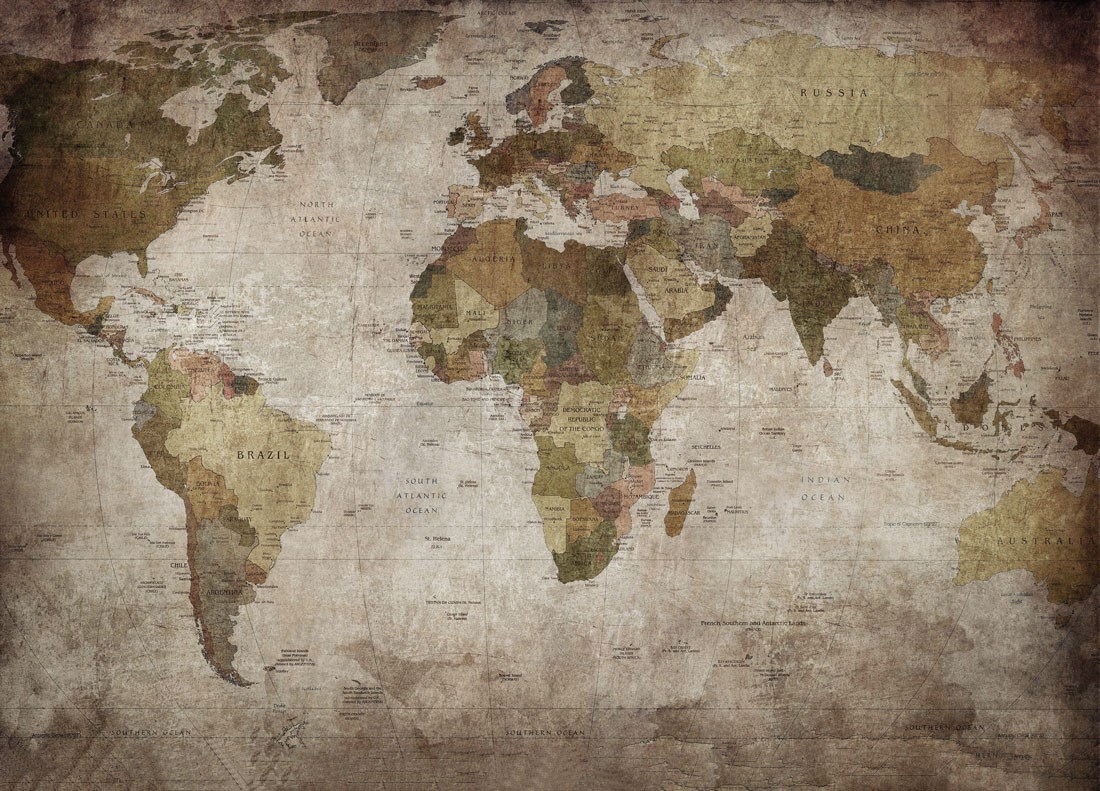 Eskitme Dünya Haritası Duvar Kağıdı Modeli
