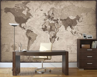 Makam Odasın Dünya Harita Duvar Kağıdı Modeli