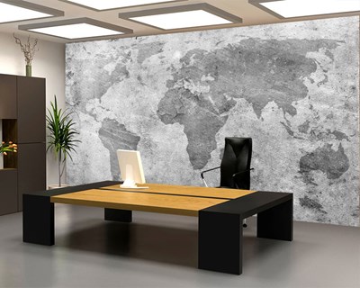 Beton Zemine Dünya Haritası Duvar Kağıdı Modeli