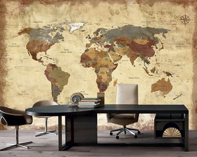 Ülkeleri Gösteren Dünya Haritası Duvar Kağıdı Modeli