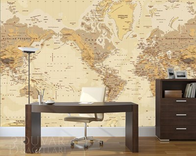Dünya Haritalı Duvar Kağıdı Modeli