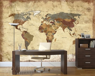 Ülkeleri Gösteren Dünya Haritası Duvar Kağıdı Modeli