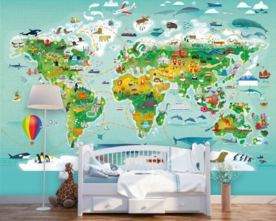 Okyanuslu Dünya Haritası Duvar Kağıdı Modeli