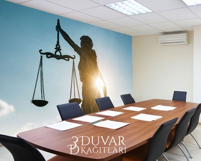 Terazi Temalı Hukuk Ofisi Duvar Kağıdı Modeli