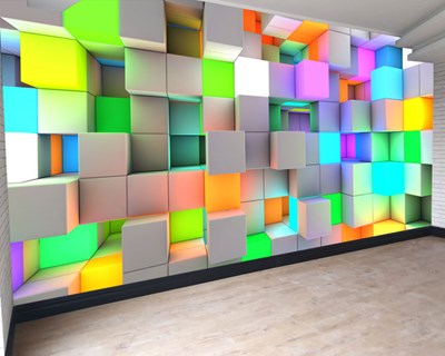 3 Boyutlu Renkli Küpler Duvar Kağıdı Modeli