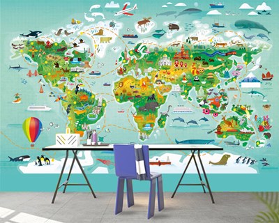 Okyanuslu Dünya Haritası Duvar Kağıdı Modeli