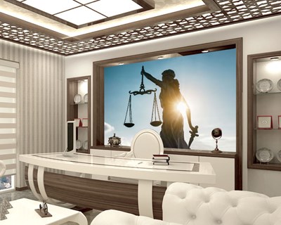 Terazi Temalı Hukuk Ofisi Duvar Kağıdı Modeli