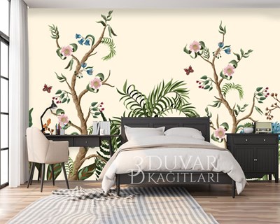 Çiçekli Ağaç Dalları Duvar Kağıdı Modeli