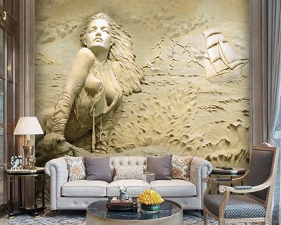 Kum Denizi Kadın Heykeli Duvar Kağıdı Modeli