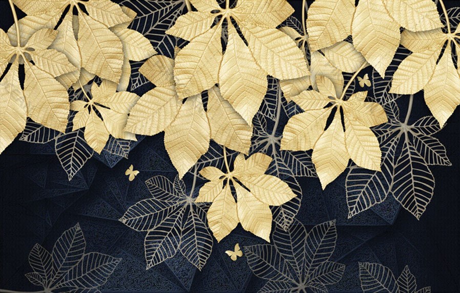 Sarı Yapraklar 3D Duvar Kağıdı Modeli