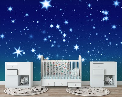 Yıldızlı Bebek Odası Duvar Kağıdı Modeli