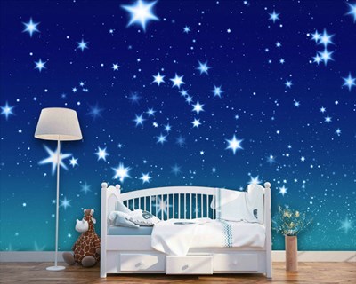 Yıldızlı Bebek Odası Duvar Kağıdı Modeli
