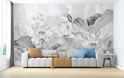 Büyük Çiçek Desenli Duvar Kağıdı Modeli