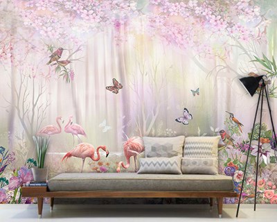 3 Boyutlu Flamingo Duvar Kağıdı Modeli