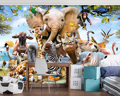 Hayvanat Bahçesi Çocuk Odası Duvar Kağıdı Modeli