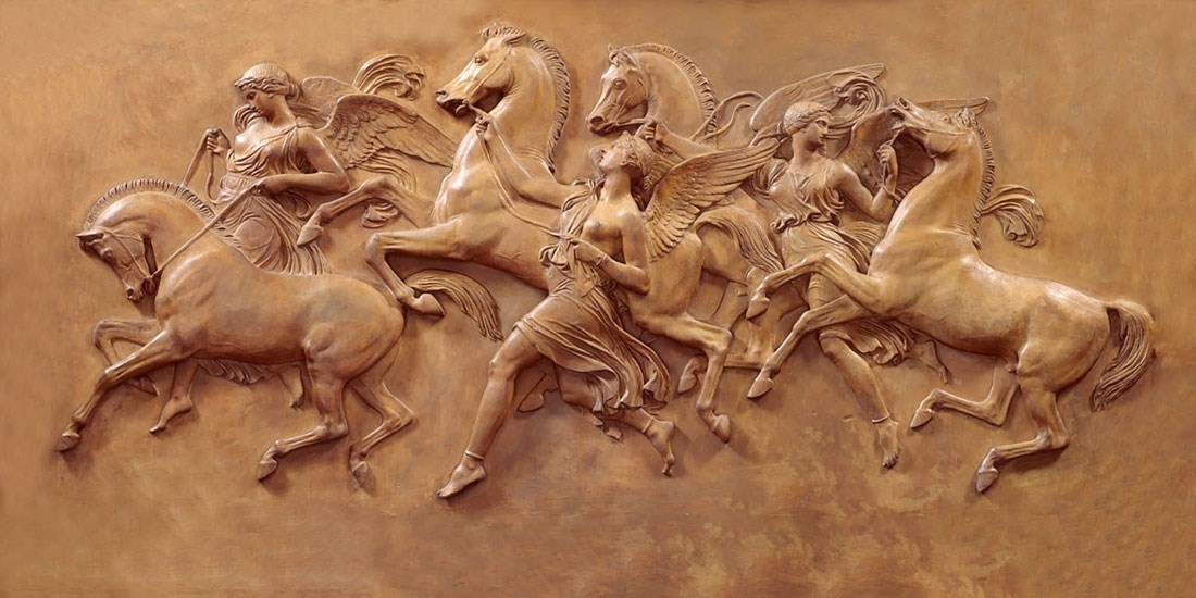 Kabartmalı At Desen Duvar Kağıdı 3D