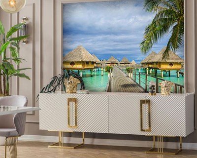 Bambu Evler Duvar Kağıdı 3D