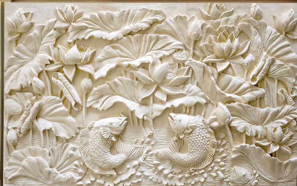Balık Kabartmalı Duvar Kağıdı 3D