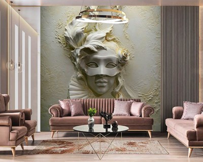 Maskeli Kadın Duvar Kağıdı 3D