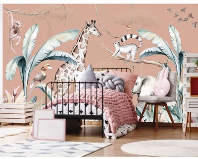 Zürafalı Çocuk Odası Duvar Kağıtları