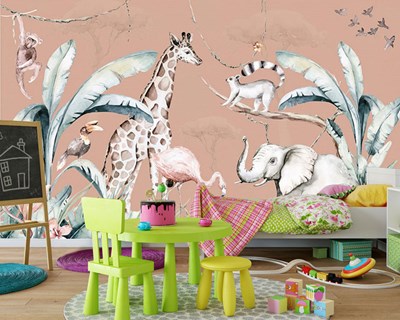 Zürafalı Çocuk Odası Duvar Kağıtları