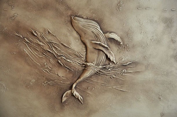 Balina Kabartmalı Duvar Kağıdı 3D
