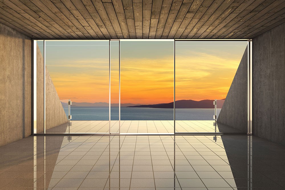Camdan Deniz Manzaralı 3D Duvar Kağıdı