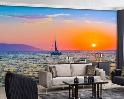 Deniz ve Günbatımı Duvar Kağıdı 3D