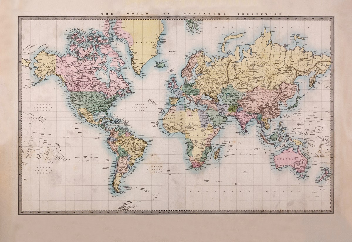 Renkli Dünya Haritası Duvar Kağıdı