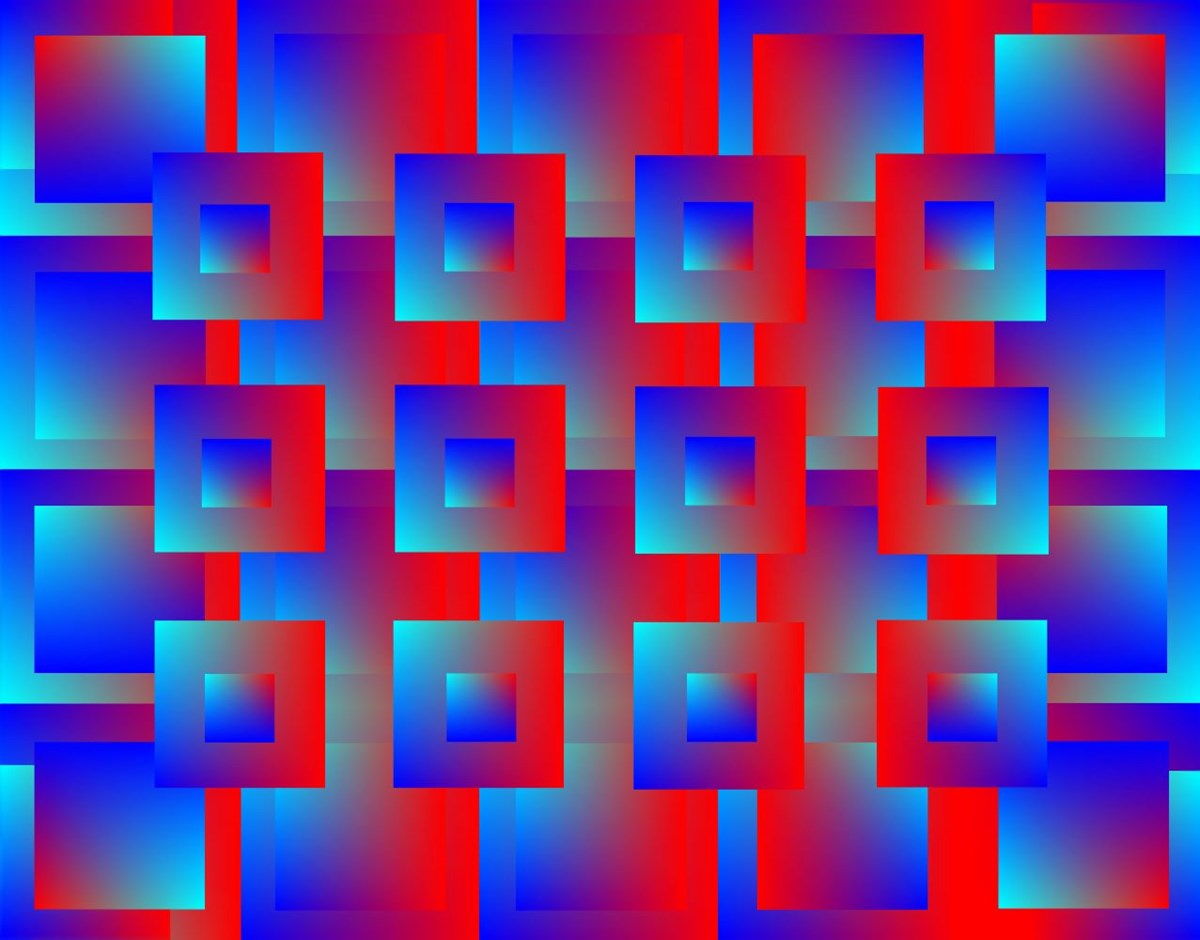 Kırmızı Mavi Kareli Duvar Kağıdı 3D