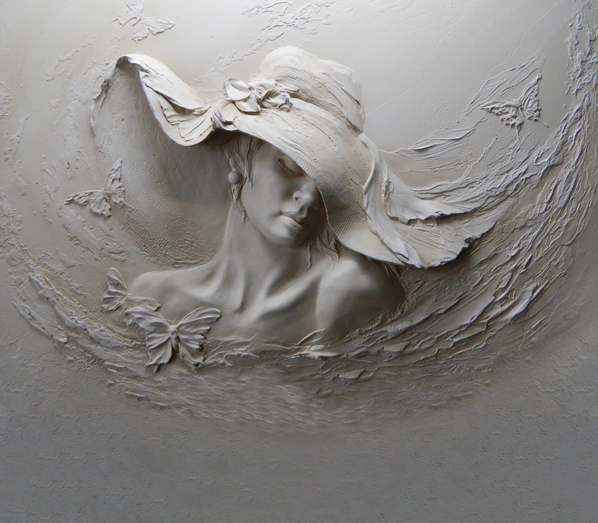 Kabartma Kadın Yüzü Duvar Kağıdı 3D