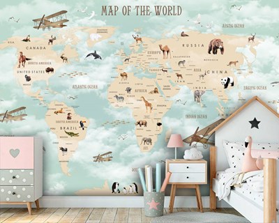 İngilizce Dünya Haritası Duvar Kağıdı