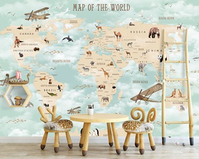 İngilizce Dünya Haritası Duvar Kağıdı