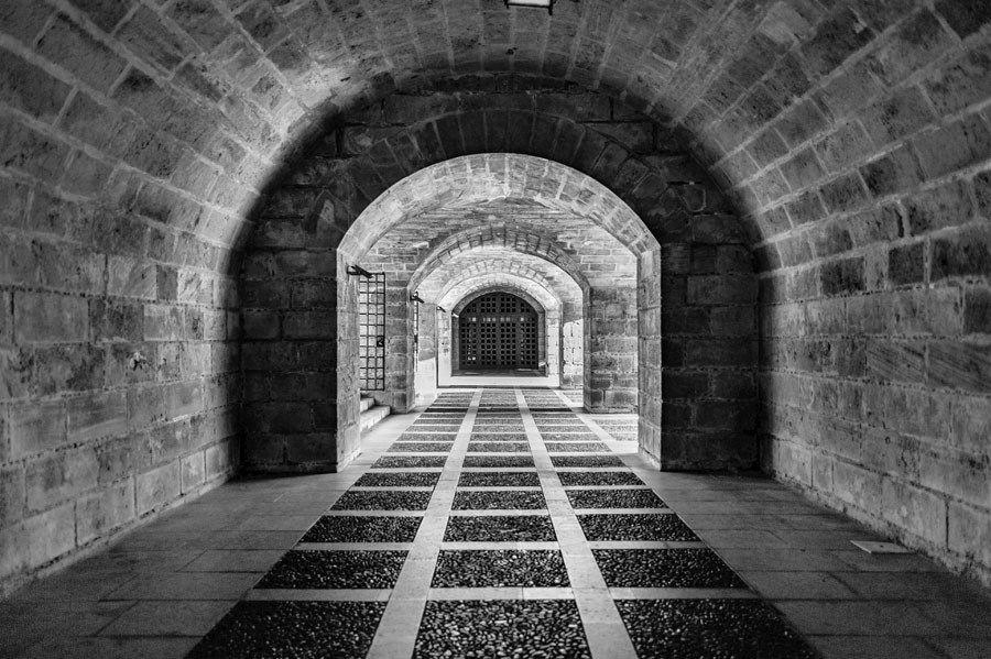Siyah Beyaz Tünel Duvar Kağıdı 3D