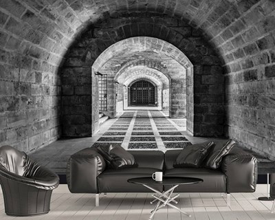 Siyah Beyaz Tünel Duvar Kağıdı 3D