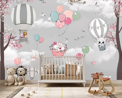 Balonlu Bebek Odası Duvar Kağıdı