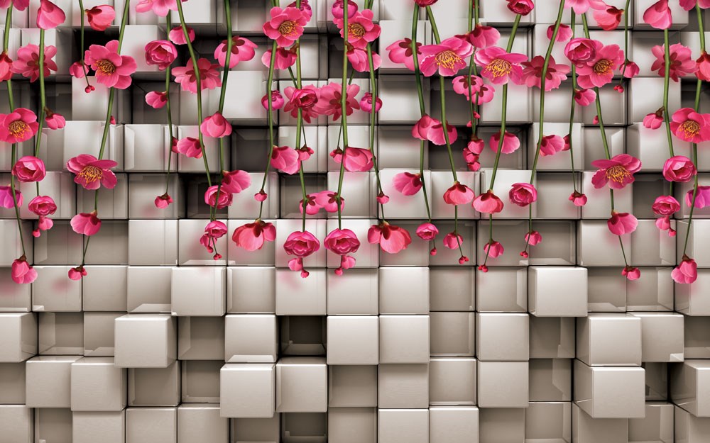 Çiçekli Duvar Kağıdı 3D