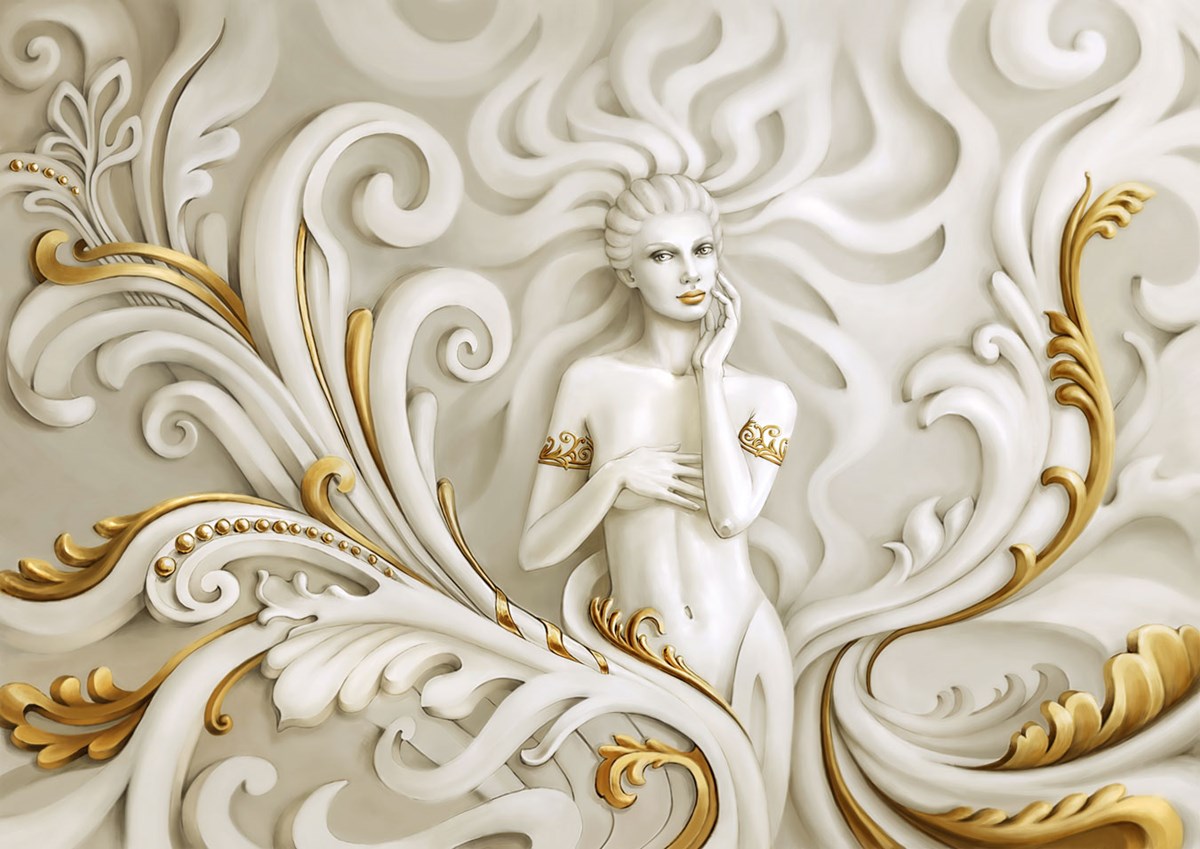Kabartma Kadın Desenli Duvar Kağıdı 3D