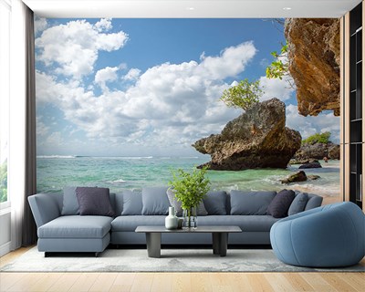 Kaya Ve Deniz Manzaralı Duvar Kağıdı 3D