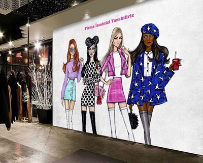 Kadın Giyim Dükkanlarına Özel Duvar Kağıtları
