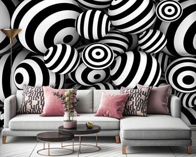 Zebra Çizgili 3 Boyutlu Toplar Duvar Posteri